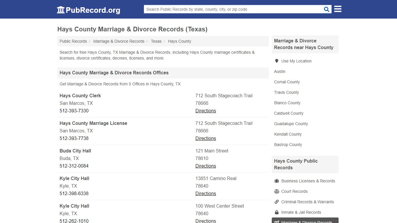 Hays County Marriage & Divorce Records (Texas)