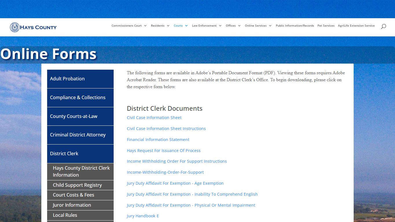 Online Forms | Hays County